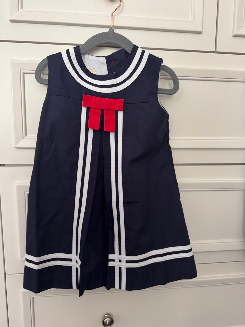 The Beaufort Bonnet Company Navy Dress with Red Bow